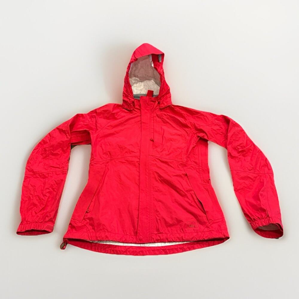 REI Womens Red Full Zip Hooded L Waterproof Raincoat Jacket Size XS
